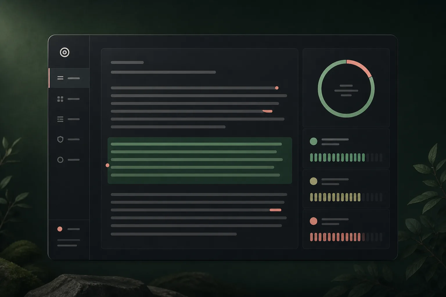 AI writing detector dashboard with document signals and a circular score indicator
