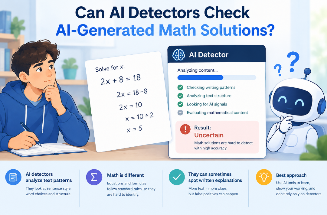 Can AI Detectors Check AI-Generated Math Solutions?